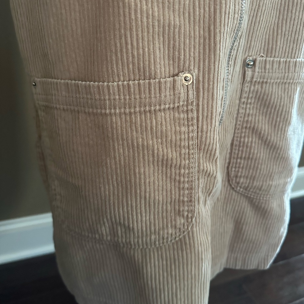 Vintage center aisle Tan Corduroy Zip-Front Dress Size L - Picture 3 of 7